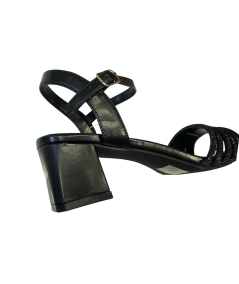 SANDALI elegante KEYS K-9533 nero brillante , morbido mignon tacco 5 laccio collo
