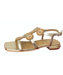 SANDALI elegante KEYS K-9480 laminato argento cipria brillante , mignon tacco 3 laccio collo
