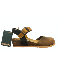 Sandalo BioNatura 12C2177 I CHM312 pellame naturale ingrassato degrade marone  suola confort