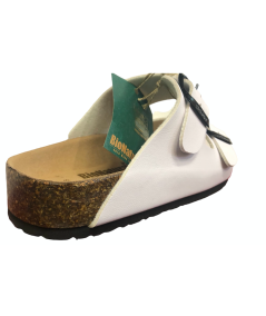 Ciabatta 2 fibbie  BioNatura 94THER-24-I-CHBI  pellame naturale BIANCO Suola confort