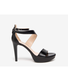 Sandalo Nero Giardini  307231 pelle nera tacco 11 plato 2 fine comodo
