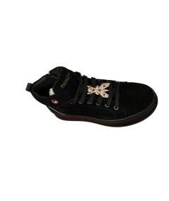 Sneakers alte PATRIZIA PEPE PPJ856 in camoscio nero allacciato e cerniera