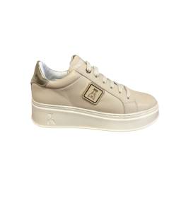 Sneakers alte PATRIZIA PEPE PPJ856 in Pelle Beige allacciato e cerniera