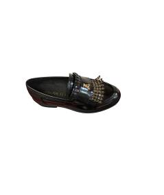 Mocassino PATRIZIA PEPE PPJ930 in Pelle abrasivata nera frangia sula classica