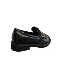 Mocassino PATRIZIA PEPE PPJ930 in Pelle abrasivata nera frangia sula classica