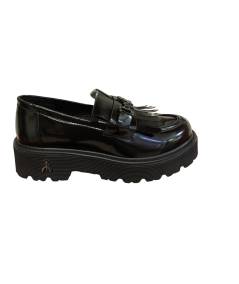 Mocassino PATRIZIA PEPE PPJ882 in Pelle abrasivata nera Frangia sula classica cararmato