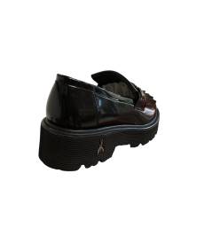 Mocassino PATRIZIA PEPE PPJ882 in Pelle abrasivata nera Frangia sula classica cararmato