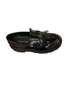 Mocassino PATRIZIA PEPE PPJ882 in Pelle abrasivata nera Frangia sula classica cararmato