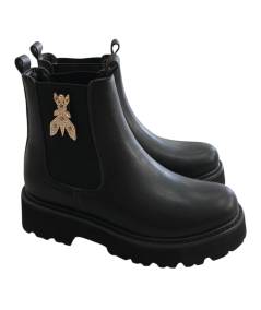 Stivaletto Beatles suola alte PATRIZIA PEPE PPJ885 in pelle nero 2 elastici