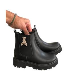 Stivaletto Beatles suola alte PATRIZIA PEPE PPJ885 in pelle nero 2 elastici
