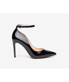 Nero Giardini 410820 100 Decolte laccio caviglia vernice nero tacco 9,5 fine comodo elegane moderno