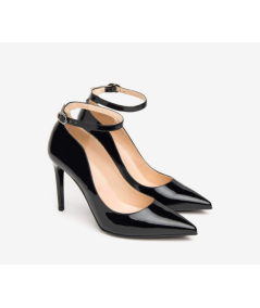 Nero Giardini 410820 100 Decolte laccio caviglia vernice nero tacco 9,5 fine comodo elegane moderno
