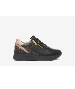 Nero Giardini  411510 Sneakers pelle nera allacciato e cerniera plantare estraibile