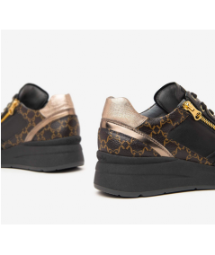 Nero Giardini  411510 Sneakers pelle nera allacciato e cerniera plantare estraibile