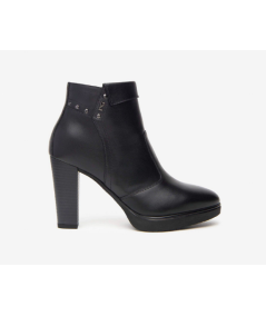 Nero Giardini  411210 stivaletto tronchetto in pelle nera tacco 10 plato 2 cerniera