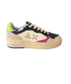 Sneakers SUN 68 UOMO 44138 Camoscio pelle Bianco nero fuxia A.I. 24-25 EDIZ LIMITATA