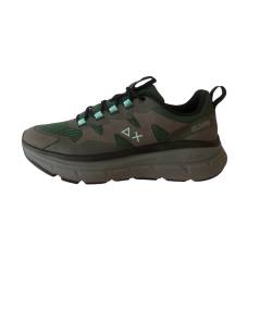Sneakers SUN 68 UOMO 44141 tessuto teccnico- pelle -grigio verde A.I. 24-25 suola rialzata novita