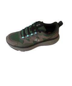 Sneakers SUN 68 UOMO 44141 tessuto teccnico- pelle -grigio verde A.I. 24-25 suola rialzata novita