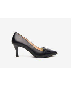 Nero Giardini 410800 100 Decolte nappa nera tacco 7,5 fine comodo elegane moderno