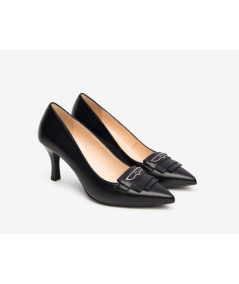Nero Giardini 410800 100 Decolte nappa nera tacco 7,5 fine comodo elegane moderno