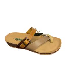 Ciabatta infradito BioNatura 12A456-1-NAM2306 pellame nabuk naturale giallo arancio Suola confort