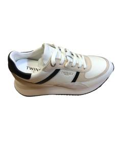 SNEAKER DONNA TWIN SET 242TCP026 PELLE  biancopanna rif oro