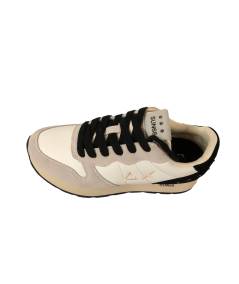Sneakers SUN 68 Donna Z44206 pelle bianco panna nero laccio bicolore plantare relax estraibile novita 24-25