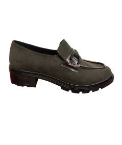Cinzia soft  mm3q5371Mocassino donna  pelle nabuk taupe  suola rialzata in micro cararmato