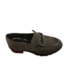 Cinzia soft  mm3q5371Mocassino donna  pelle nabuk taupe  suola rialzata in micro cararmato