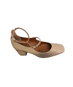 Laccio al collo donna Moda Jiudit tacco 6 in naplak nudo super morbida Gran Moda