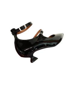 Laccio al collo donna Moda Jiudit tacco 4 rocchetto in naplak nera  Gran Moda