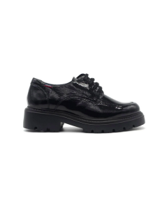 Mocassino allacciato donna Callaghan 32910 naplak pelle nera  suola rialzata adaptaction