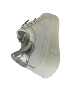 Sneakers alte PATRIZIA PEPE PPj 302 in Pelle Bianca allacciato e cerniera