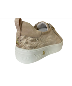 Sneakers alte PATRIZIA PEPE PPj 306 in Pelle camoscio beige allacciato e cerniera