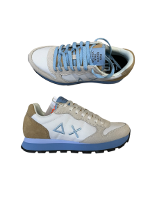 Sneakers SUN 68 UOMO 35108 camoscio e tessuto total beige bianco azzurro P.E. 25 EDIZ LIMITATA