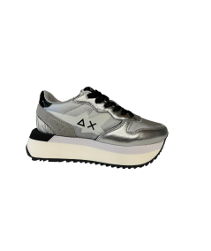 Sneakers SUN 68 Donna Z35214 pelle tessuto argento suola rialzata PE 25