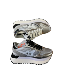 Sneakers SUN 68 Donna Z35214 pelle tessuto argento suola rialzata PE 25