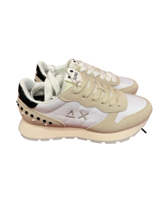 Sneakers SUN 68 donna 35206 camoscio e tessuto bianco beige   P.E. 25 EDIZ LIMITATA