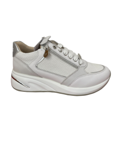Sneakers donna KEYS K 10552, in pelle ghiaccio Rif tessuto gro cerniera suola gomma  rialzata con plantare