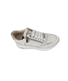 Sneakers donna KEYS K 10552, in pelle ghiaccio Rif tessuto gro cerniera suola gomma  rialzata con plantare