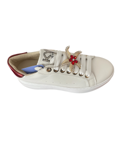 Sneakers donna KEYS K 10521, in pelle ghiaccio accessorio stella marina  suola gomma  rialzata con plantare