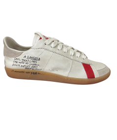 Sneakers PATRIZIA PEPE skim 2Z0064 FF69 in Pelle nappata morbidissima bianco, rip rosso allacciato giovane