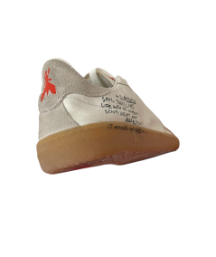 Sneakers PATRIZIA PEPE skim 2Z0064 FF69 in Pelle nappata morbidissima bianco, rip rosso allacciato giovane