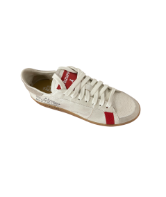 Sneakers PATRIZIA PEPE skim 2Z0064 FF69 in Pelle nappata morbidissima bianco, rip rosso allacciato giovane