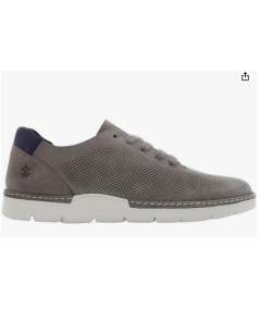 LUMBERJACK SNEAKER  SMI 7512 Gino uomo pelle laserata GRIGIOBEIGE blu traspirante plantare estraibile memory