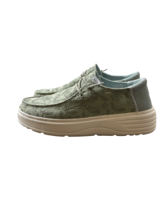 Mocassino allacciato PITAS BLOOM tessuto grezzo salvia suola rialzata la moda comoda