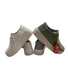 Mocassino allacciato PITAS BLOOM tessuto grezzo salvia suola rialzata la moda comoda