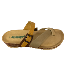 Ciabatta infradito BioNatura 12A456-1-NAM2306 pellame nabuk naturale giallo arancio Suola confort