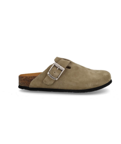 Ciabatta chiusa BioNatura 11VEGASRX-I-SCTA  pellame Scamosciato taupe Suola confort in VIBRAM fibbia novita