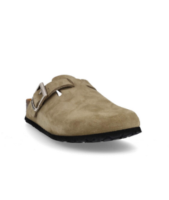 Ciabatta chiusa BioNatura 11VEGASRX-I-SCTA  pellame Scamosciato taupe Suola confort in VIBRAM fibbia novita